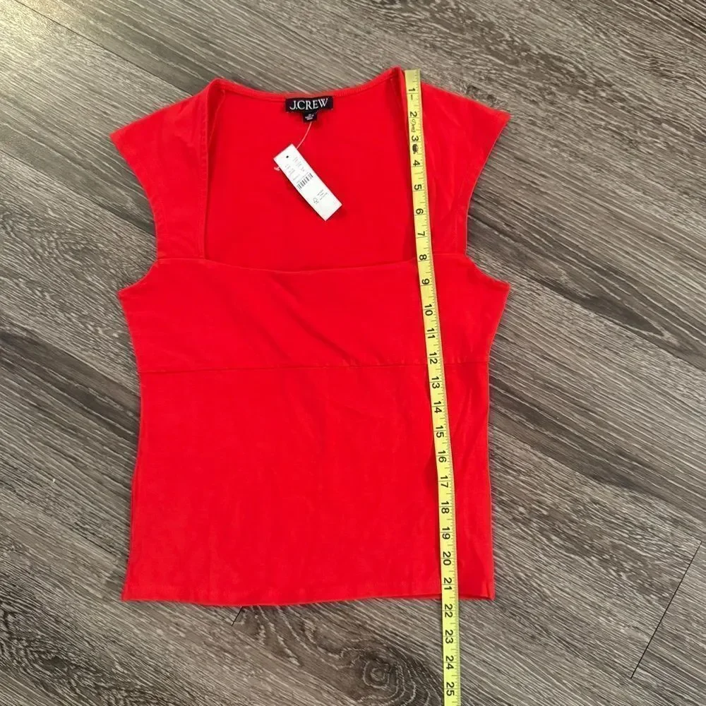 J. Crew Squareneck cap-sleeve top in stretch cotton blend